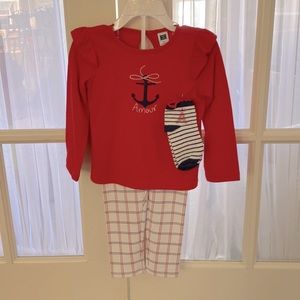Janie and Jack size 2T leggings shirt and matching socks